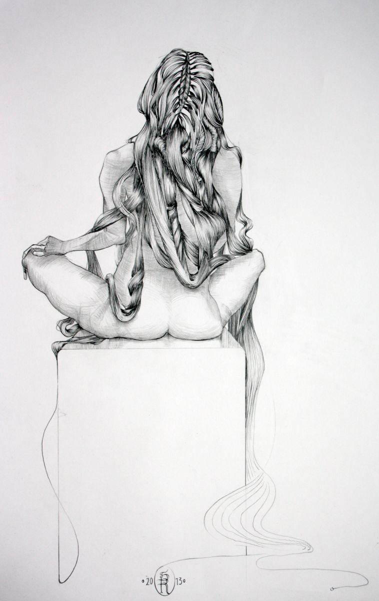 'Woman on Pedestal, Contemplating and watchin' the Fashion-world' 